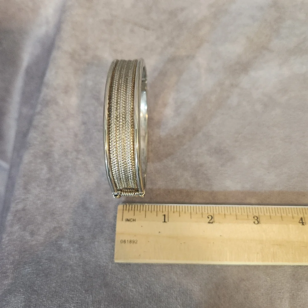 Elegant‎ Silver Toned Bangle Hinge Clasp Bracelet